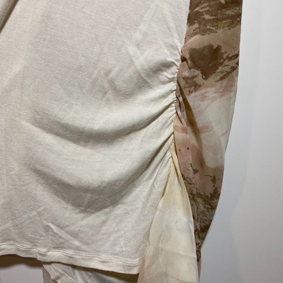 Jennifer Lopez Sheer Tunic Top Size Large Brown Cream - Picture 3 of 6